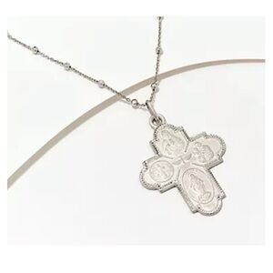 David Markstein Sterling Silver Scapular Cross Pendant with 16 + 4" Chain
